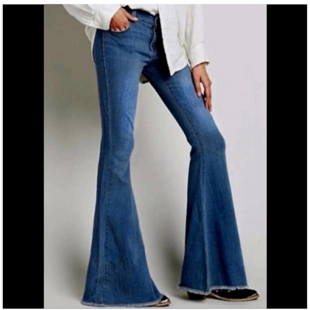 AC for AG Adriano Goldschmied Flare Jeans Women 12 Frayed Hem Mid Rise